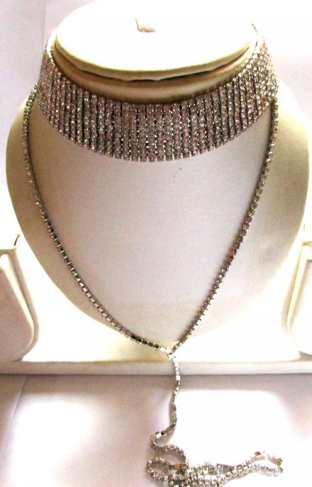 [15 OFF] Long Wide Rhinestone Choker Necklace Rosegal