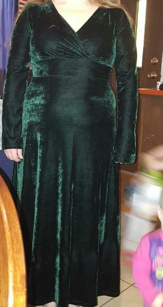 [39 OFF] Surplice Velvet Tea Length Long Sleeve Dress Rosegal