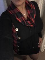 plaid trim cowl neck tunic sweatshirt dress